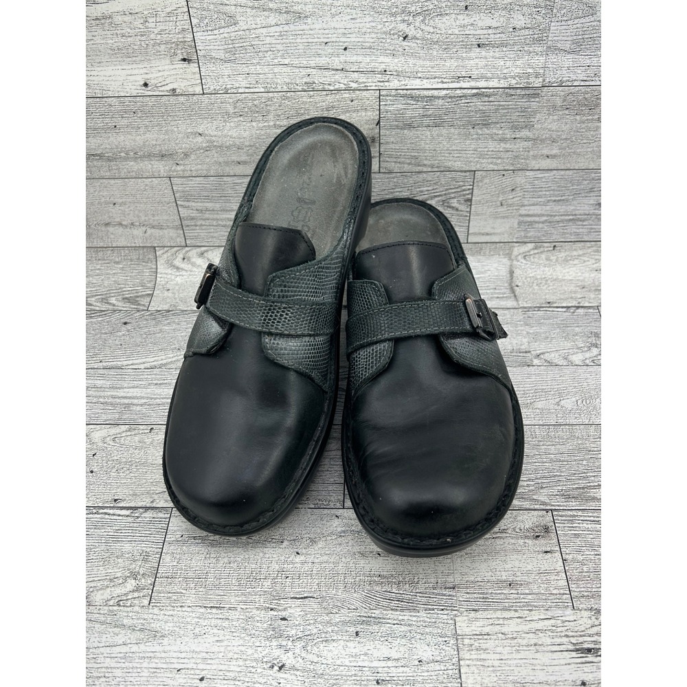 Naot Black Leather Mules Clogs Buckle Comfort Shoes Women Size 6-6.5